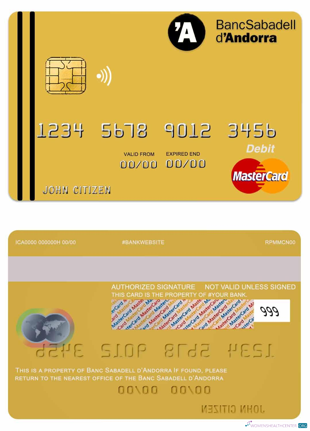 Download Andorra Bank Sabadell mastercard Photoshop template